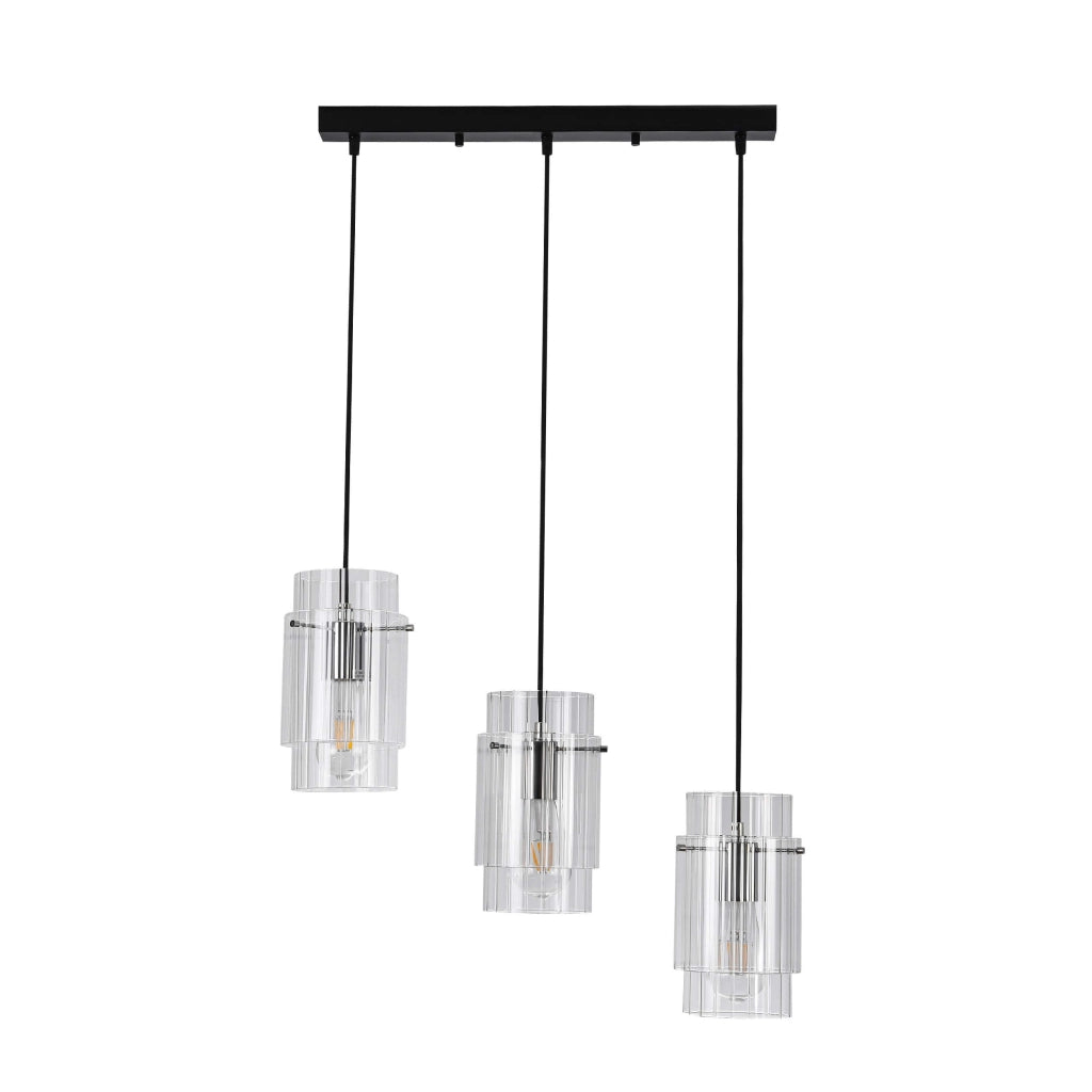 Lampada a sospensione Savona 3 luci E27 vetro nero