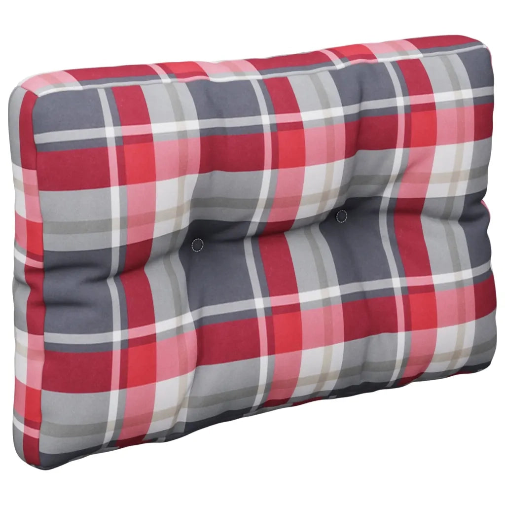 Cuscini per Pallet 2 pz Rossi a Quadri in Tessuto 360658