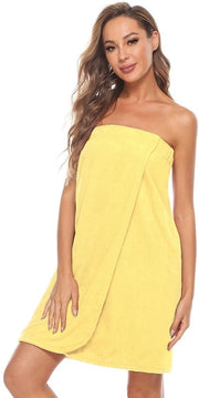 Badjas per donna in cotone per sauna con tasca e chiusura a clip giallo XL