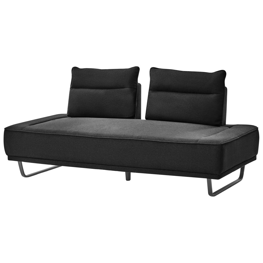 Divano a 3 posti in tessuto Divano nero Gambe in ferro Tessuto intrecciato Schienale regolabile Moderno