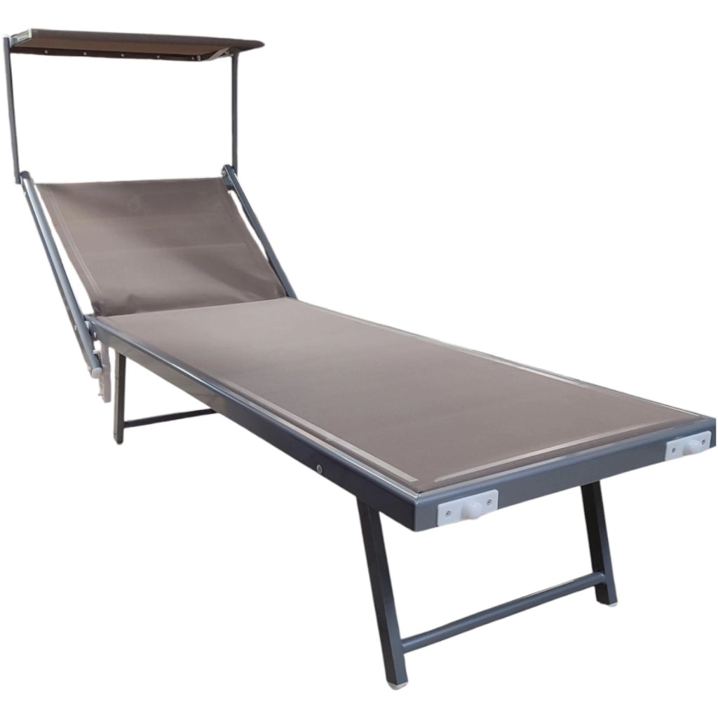 LETTINO MARE ALLUMINIO CON PARASOLE BASIC TORTORA
