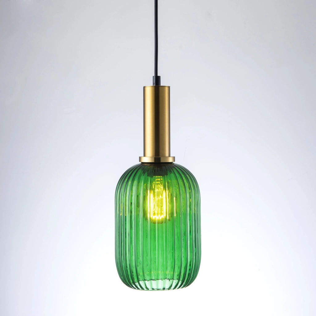 Lampada a sospensione Polux Suffolk verde oro E27 Ø15 cm