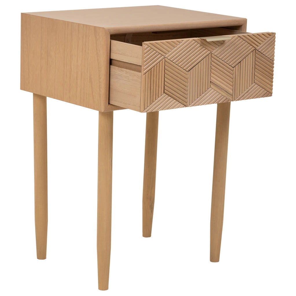 Comodino in legno con 1 cassetto marrone 41x33x60