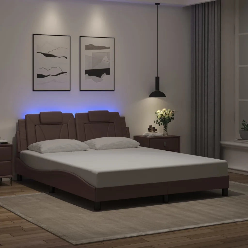 Giroletto Viana con LED senza Materasso Marrone 160x200 cm
