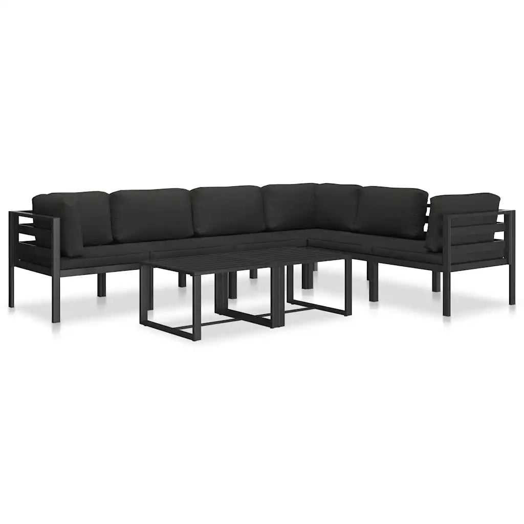Divano Angolare Modulare 1 pz con Cuscini Alluminio Antracite 49239