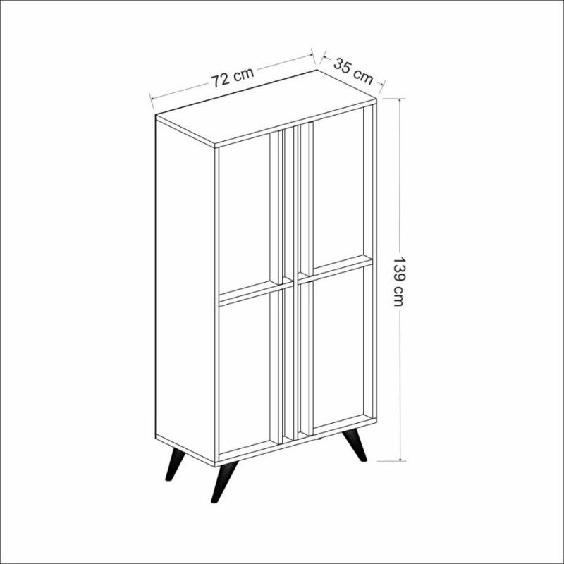 (2c) Credenza alta 4 ante antracite noce 72x35x139h cm