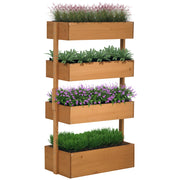 Fioriera in Legno 4 Livelli per Giardino Esterno con Fori di Drenaggio ¨C Minimal ¨C 80x45x142 cm Arancione