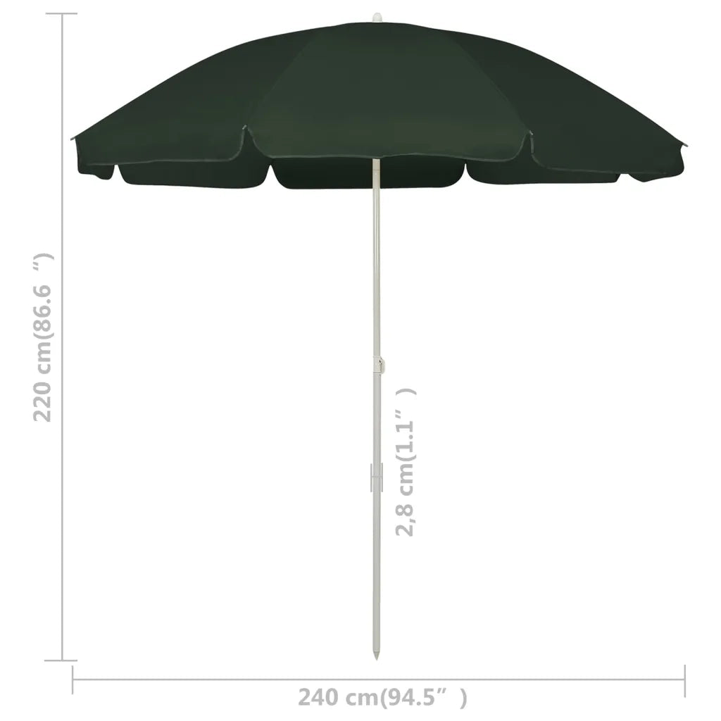 Ombrellone da Spiaggia Verde 240 cm 314705