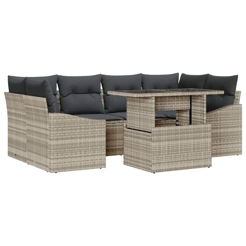Set Divano da Giardino 7 pcs Grigio chiaro Poly Rattan 3357675