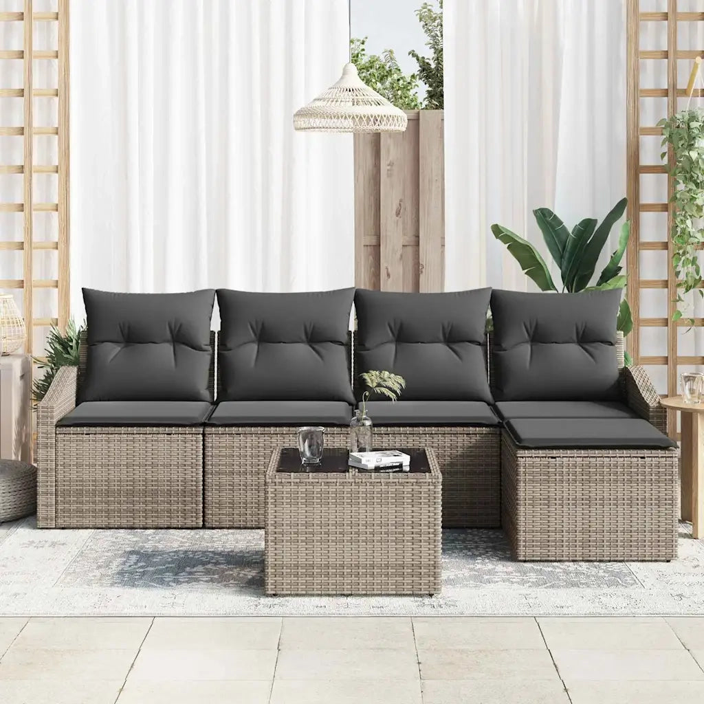 Set di divani con cuscino 6 pcs Grigio chiaro polyrattan 3355358