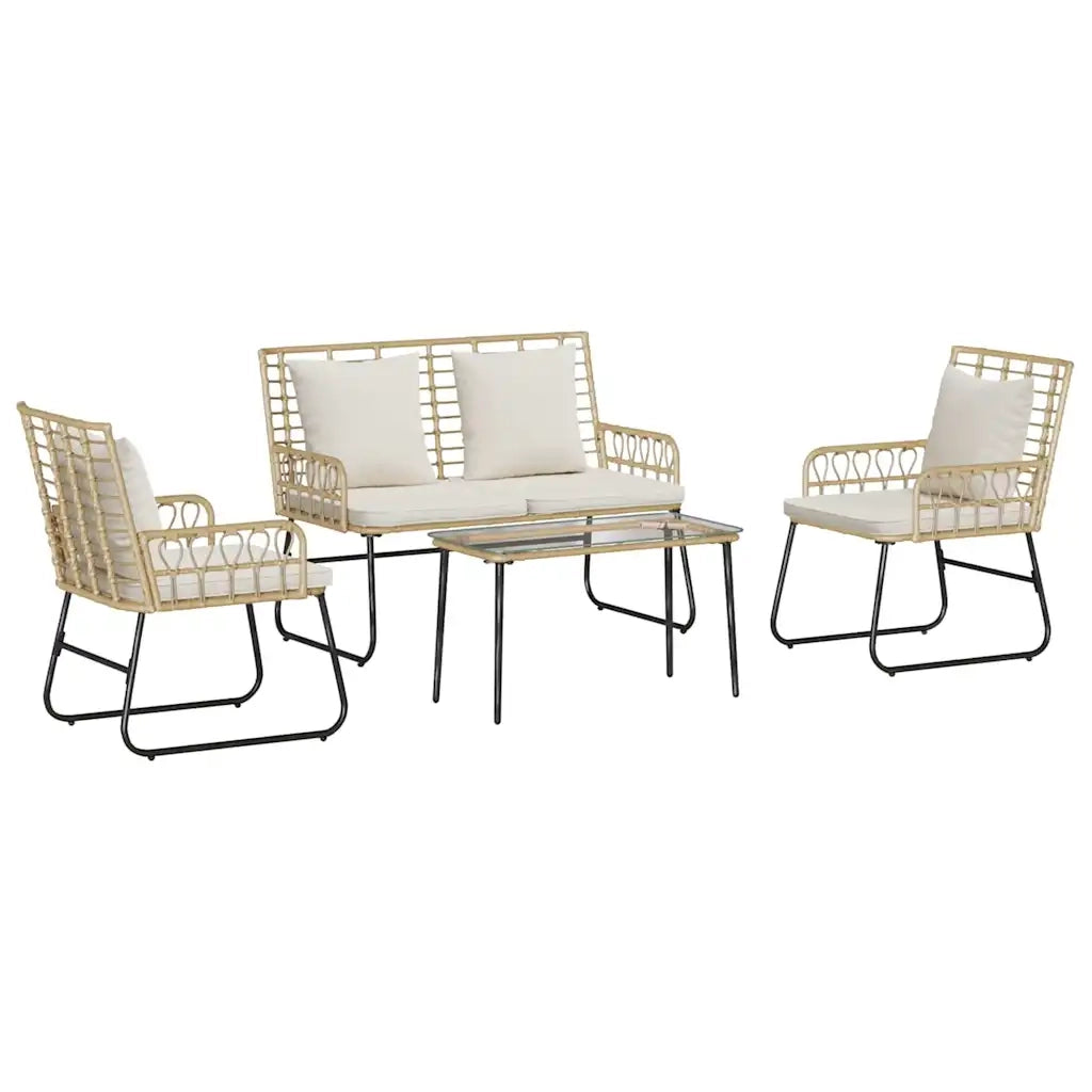 Set di Mobili da Giardino 4 pcs Nero e antracite polyrattan