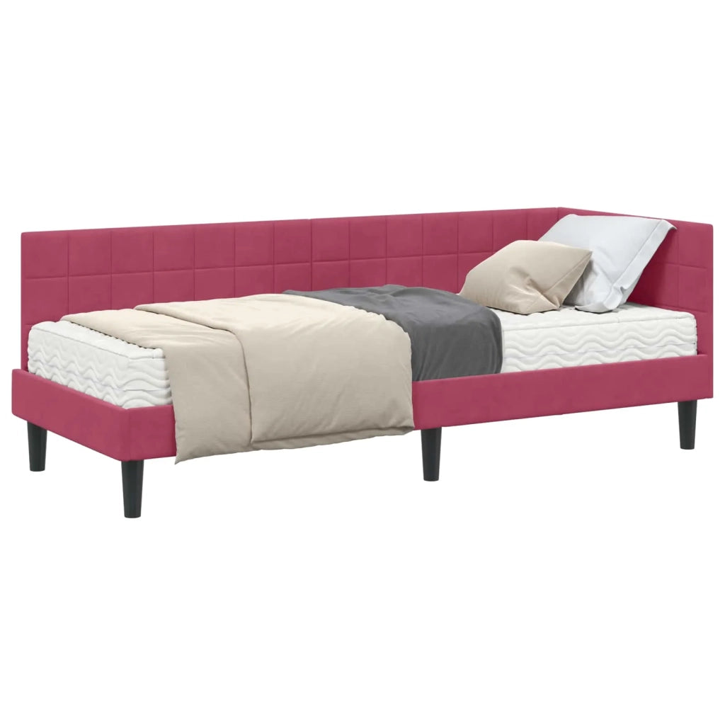 Struttura Letto Angolare con Materasso 2 pz-Giroletto con materasso Verde Velluto 263086