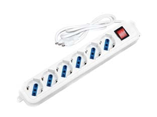 MULTIPRESA LINEARE 6 POSTI CON SCHUKO E CON INTERRUTTORE - 2 pezzi SYNTESY