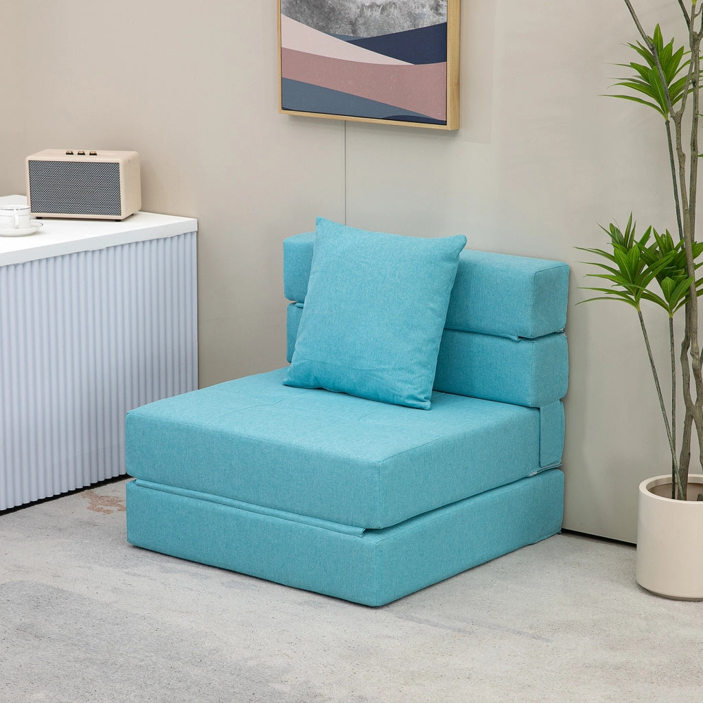 Poltrona letto convertibile 1 posto ¨C Xylo ¨C tessuto blu con cuscino sfoderabile
