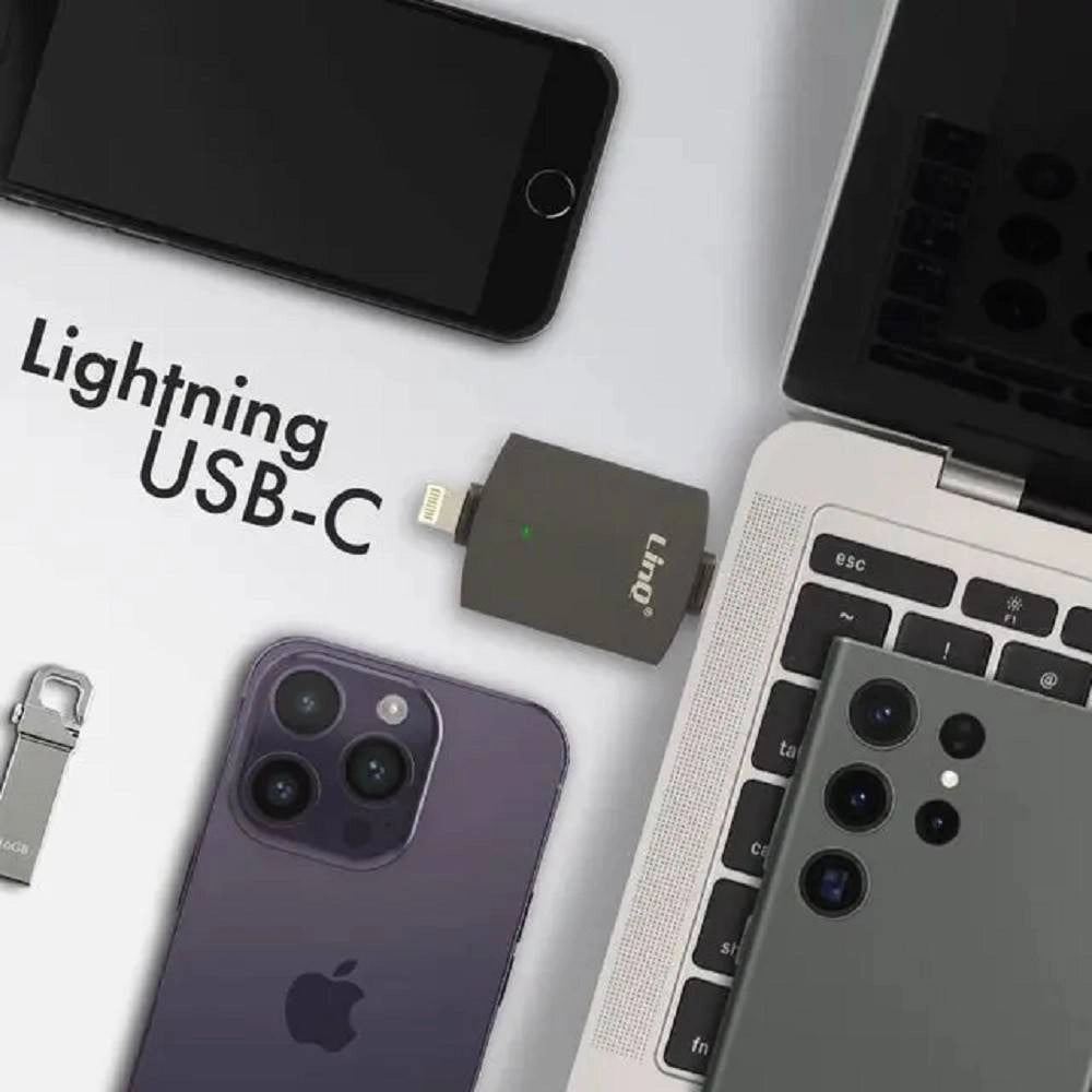 Trade Shop - Adattatore Otg 2in1 Type-c + Lightning + 2xusb Femmina Otg-u829 Trasferimento Dati -