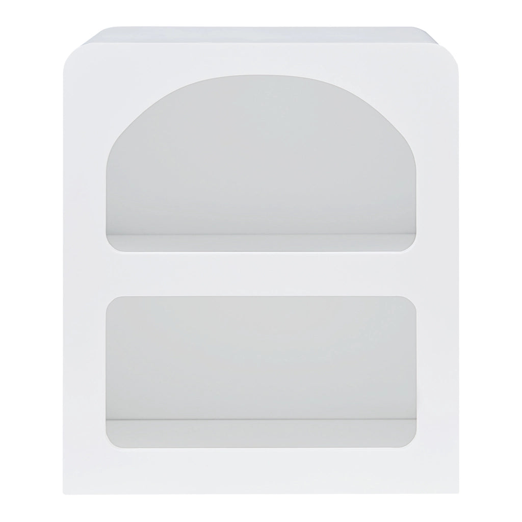 Comodino Vågå con 2 Scomparti Geometrici 45x40x30 cm Bianco [en.casa]