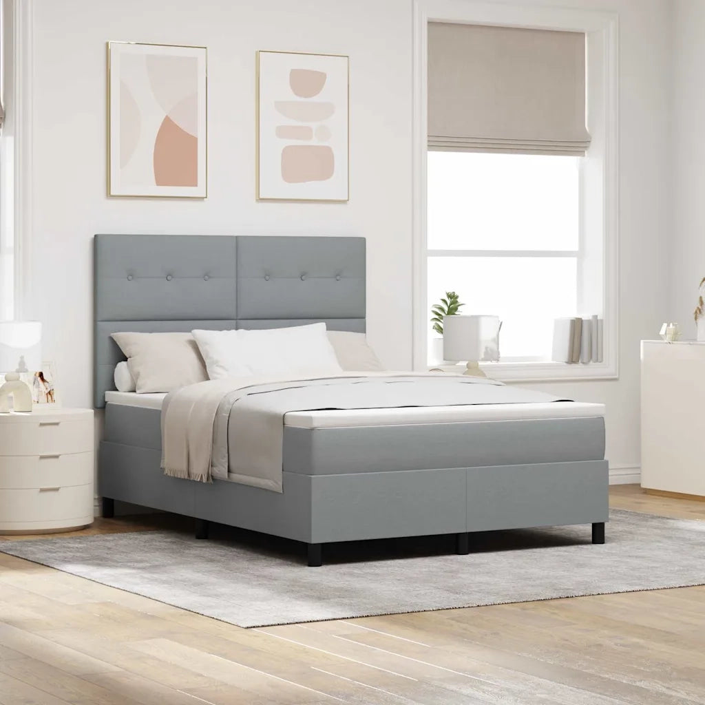 Letto a molle con materasso Grigio chiaro 140 x 200 cm Tessuto
