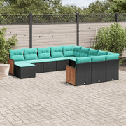 Set Divani da Giardino 12 pz con Cuscini Nero in Polyrattan 3228262