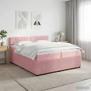 Letto box spring con materasso Rosa 200 x 200 cm Velluto 3451744