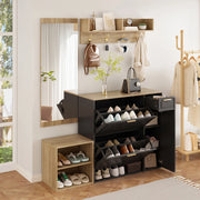 ARMADIO DA INGRESSO Set da 4 pezzi 130x35x166 cm Naturale e Nero