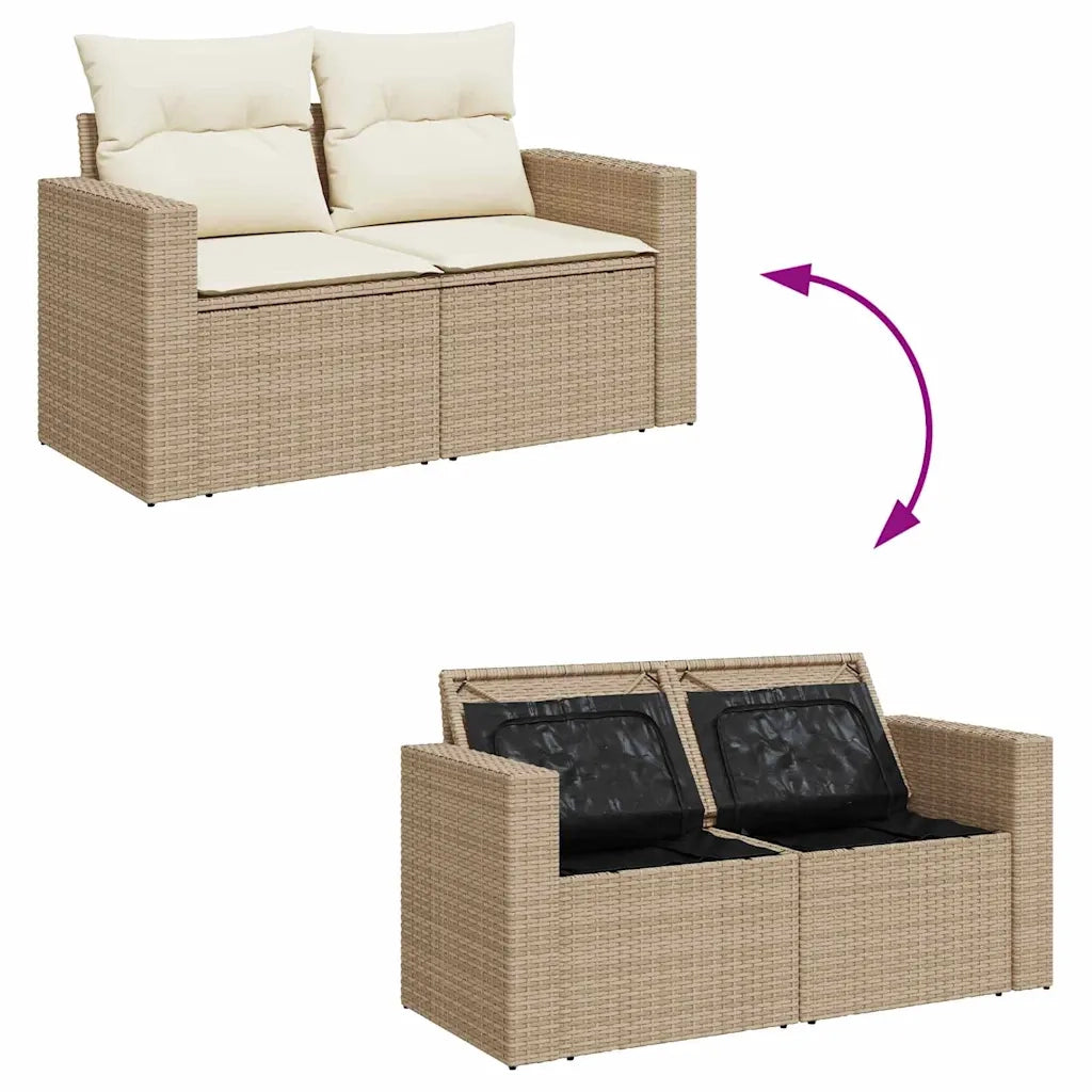Set Divano da Giardino 9 pcs Beige e Crema polyrattan 3363561