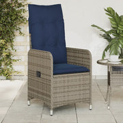 Sedia da giardino reclinabile con cuscini grigia in polyrattan 365684