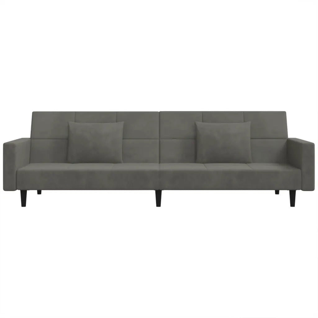 Divano Letto a 2 Posti con 2 Cuscini-Sofa Letto 2 Posti-Daybed Grigio Scuro in Velluto 350954
