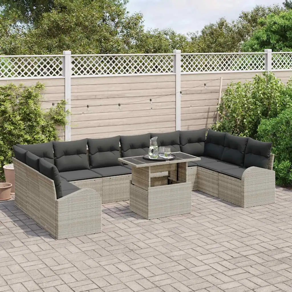 Set Divano da Giardino 11 pcs Grigio chiaro polyrattan 3348718
