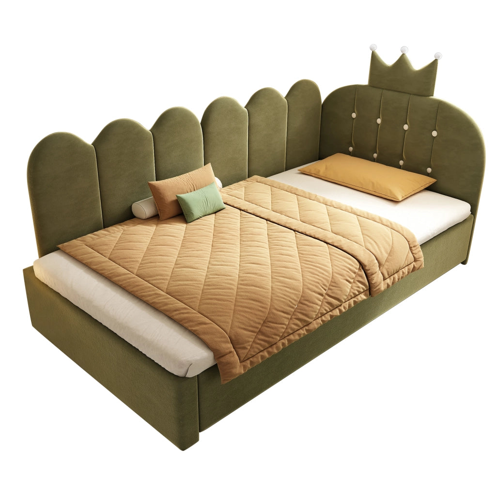 Letto sofa con letto estraibile velluto verde 90x200 cm