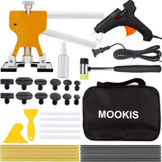 Kit di riparazione di debochi per auto, 34 pezzi di kit di rimozione di debochi con trattore d'oro, borsa portatile e mazzetta per la riparazione di debochi nella carrozzeria