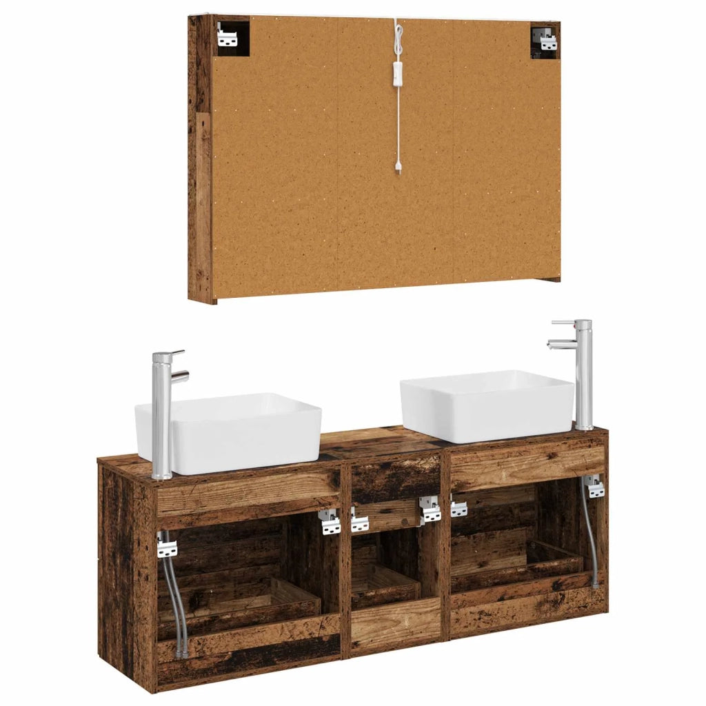 Set di mobili per il bagno 4 pz Legno antico 3406869