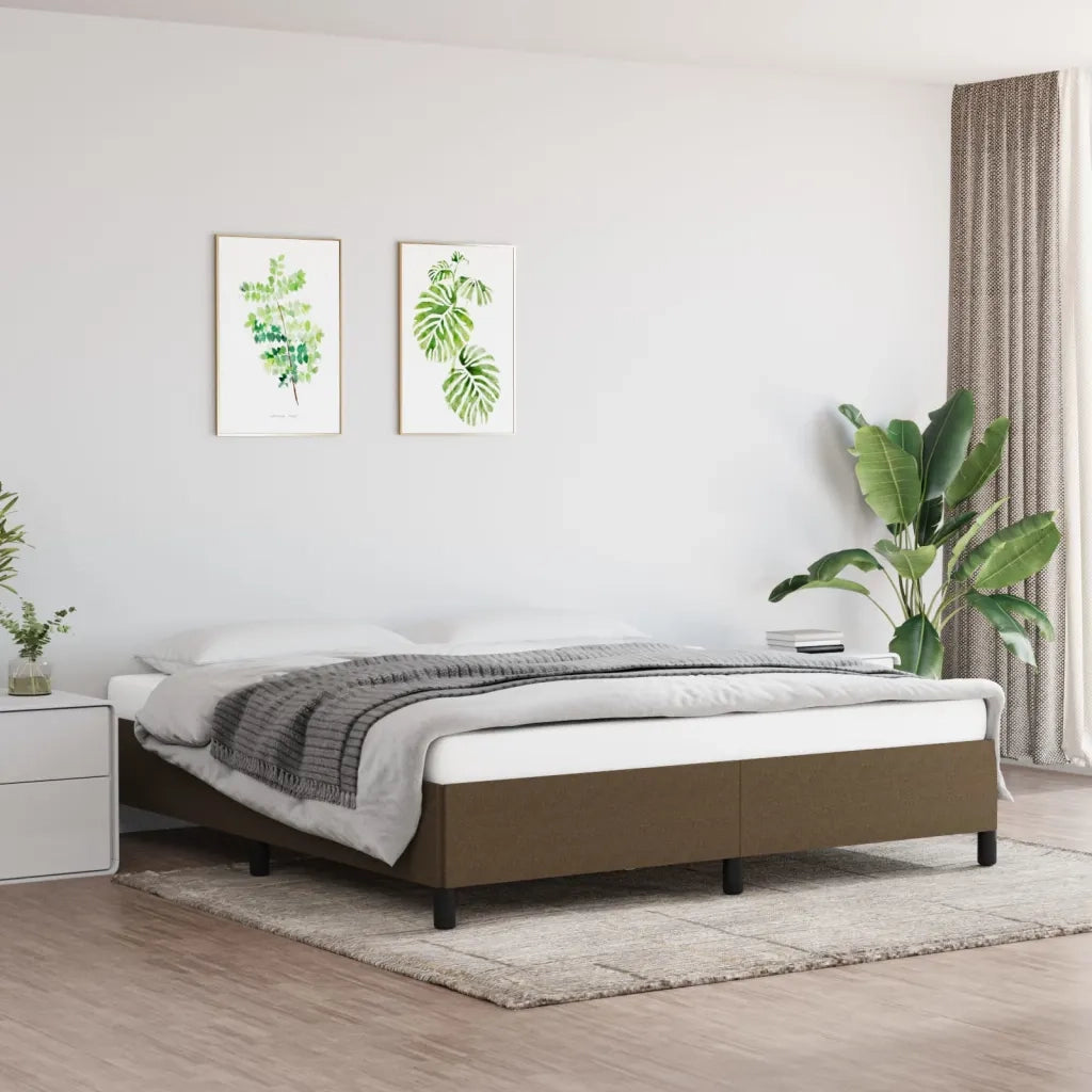 Giroletto senza Materasso-Struttura Letto Marrone Scuro 160x200 cm Tessuto