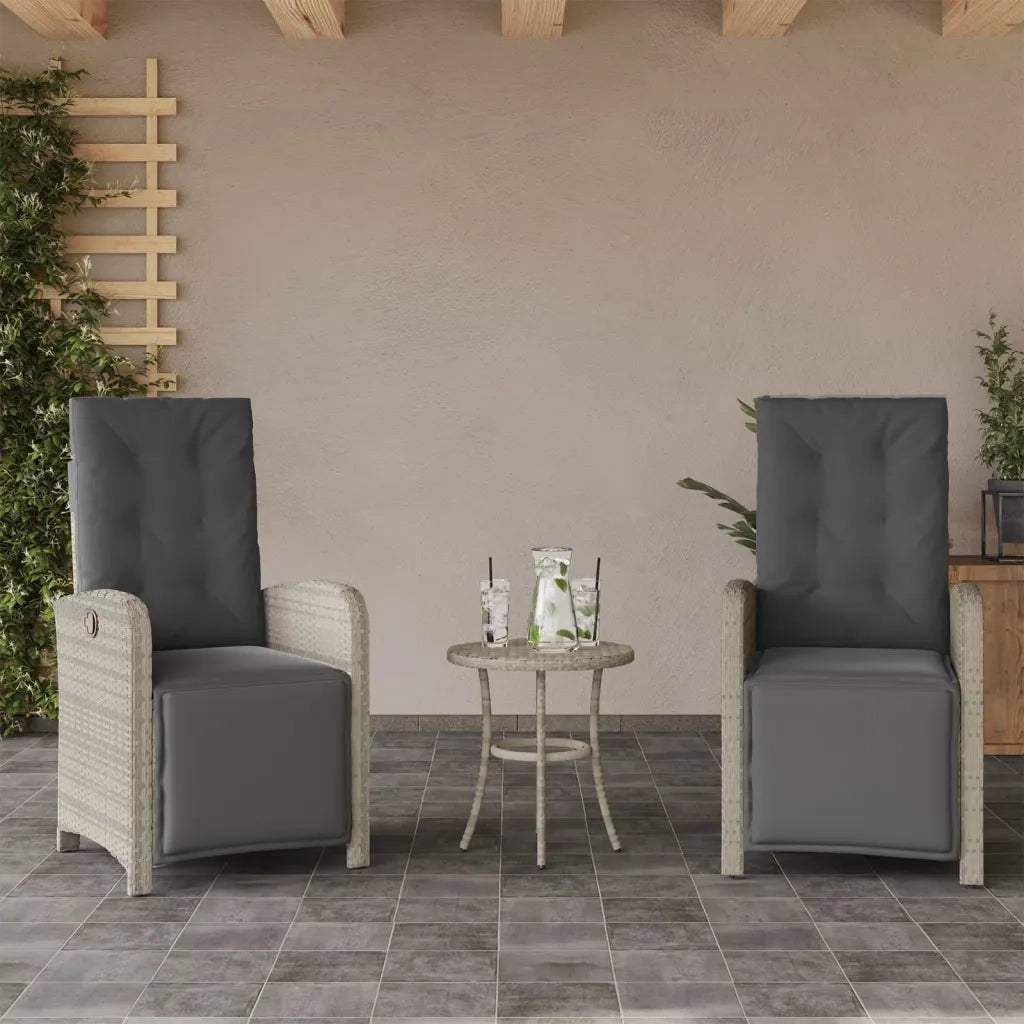Set da Bistrò 3 pz con Cuscini Grigio Chiaro in Polyrattan 365206