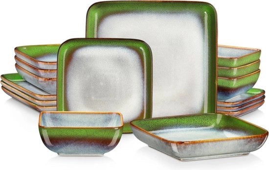 Set di servizio per 4 persone - Quadrato - 16 pezzi - Colori misti
