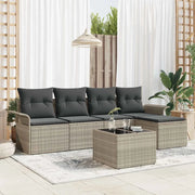 Divano da esterno con cuscino 6 pcs Grigio chiaro polyrattan
