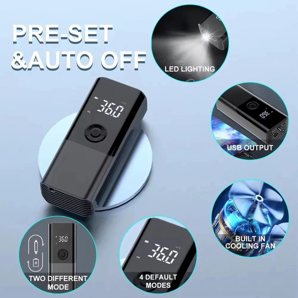 COMPRESSORE ARIA AUTO PORTATILE GONFIATORE RICARICABILE DISPLAY LED AUTO CZK3690