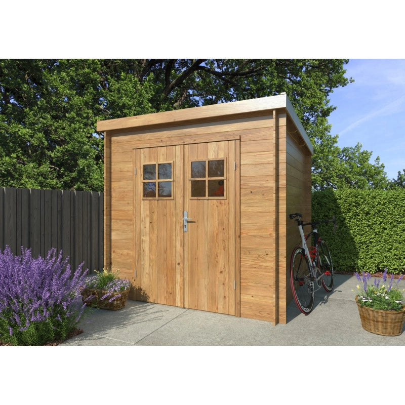 Casetta in legno da giardino 216x216 cm impregnato autoclave 19 mm, porta doppia con plexiglass e serratura, ripostiglio esterno - Esterni da Vivere
