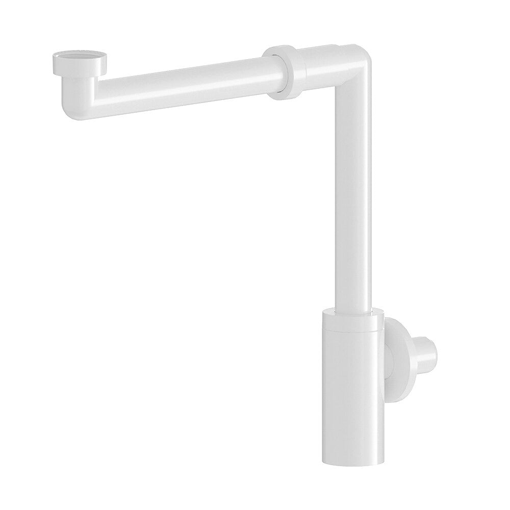 Sifone per lavabo in ABS bianco lucido salvaspazio