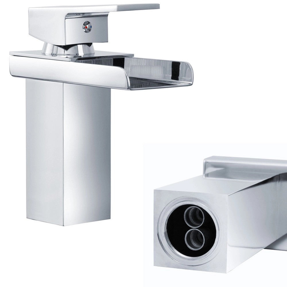 Trade Shop - Rubinetto Bagno Design Moderno A Cascata Miscelatore Monocomando Ottone Cromato -