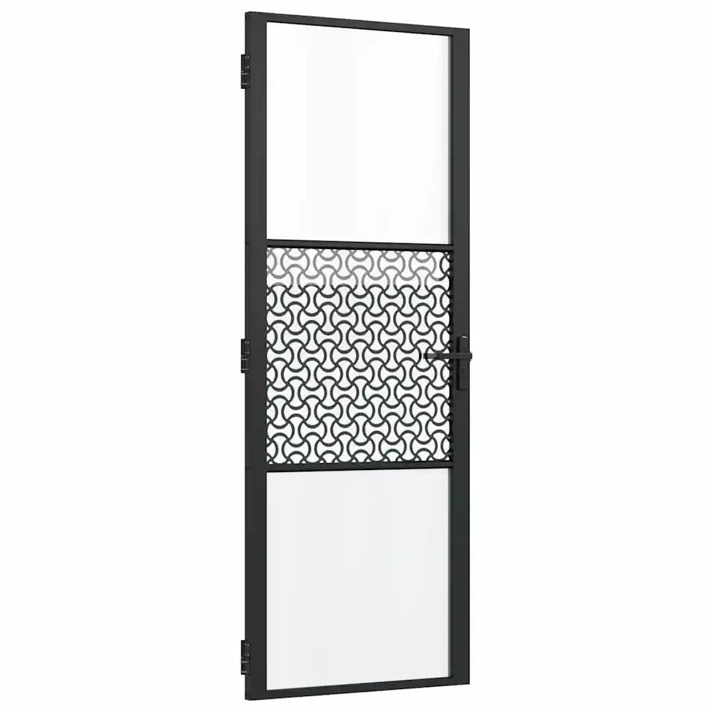 Porta in vetro Traforo Nero 76 x 3.5 x 201.5 cm Alluminio