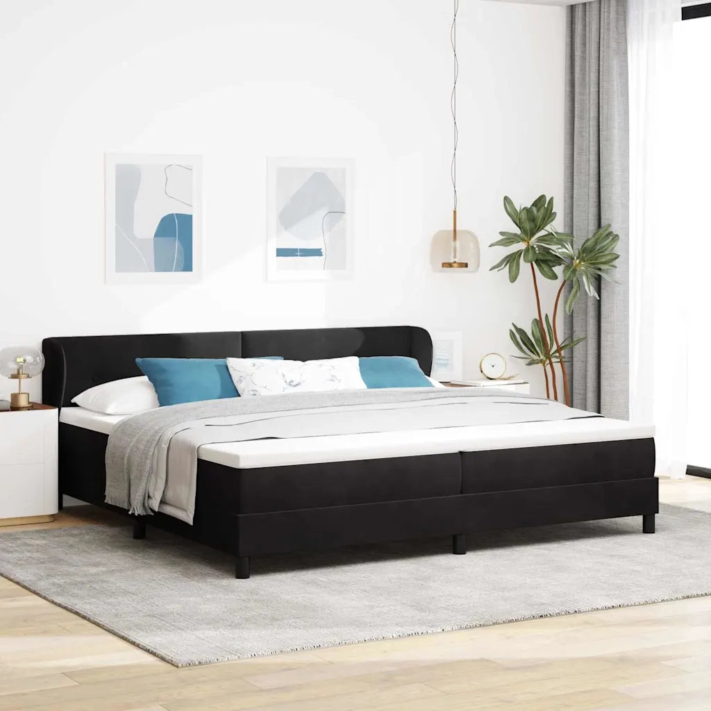 Letto a molle con materasso Nero 200 x 200 cm Velluto 3340408