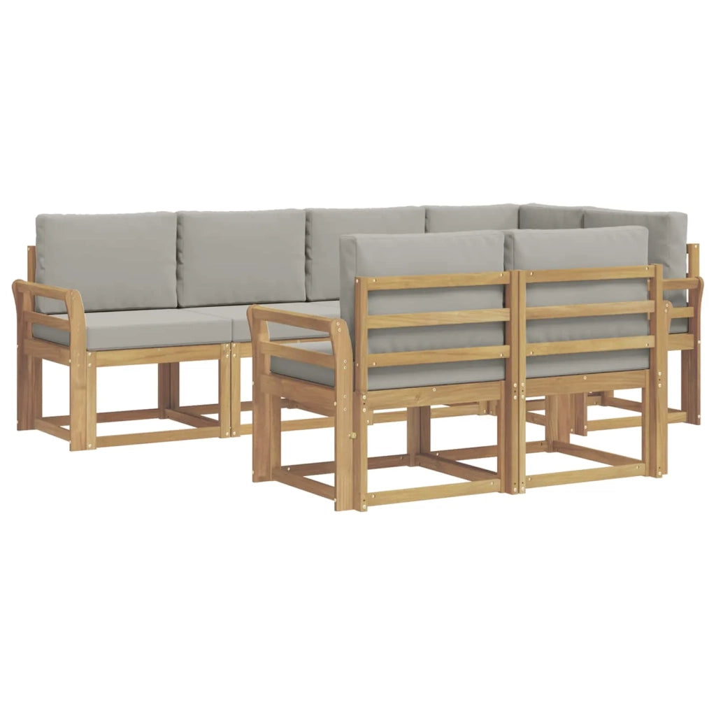 Set di divani da esterno 7 pz Bianco e Grigio Chiaro 3387770