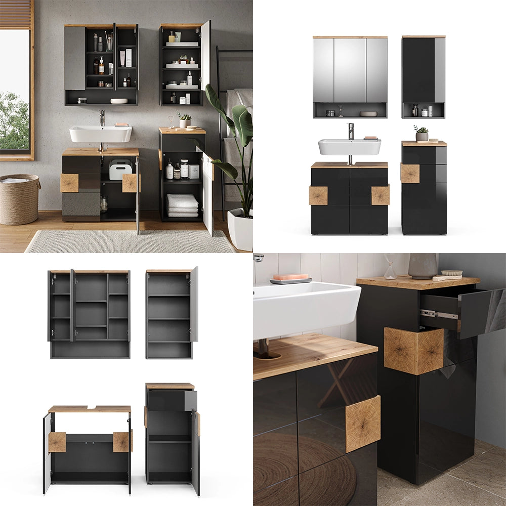 Set di mobili da bagno Eden Antracite 4 parti Vicco