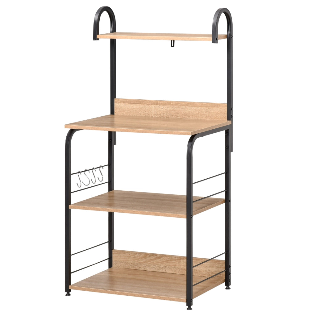 Mobile Cucina Eta'g¨¨re Microonde ¨C Zephmum ¨C Effetto Legno Naturale Struttura Acciaio Nero