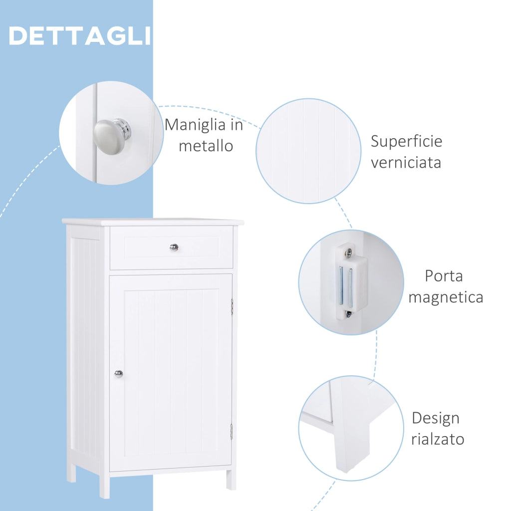 Mobiletto Bagno con 2 Cassetti ¨C zephmum ¨C Bianco 43x34x77 cm