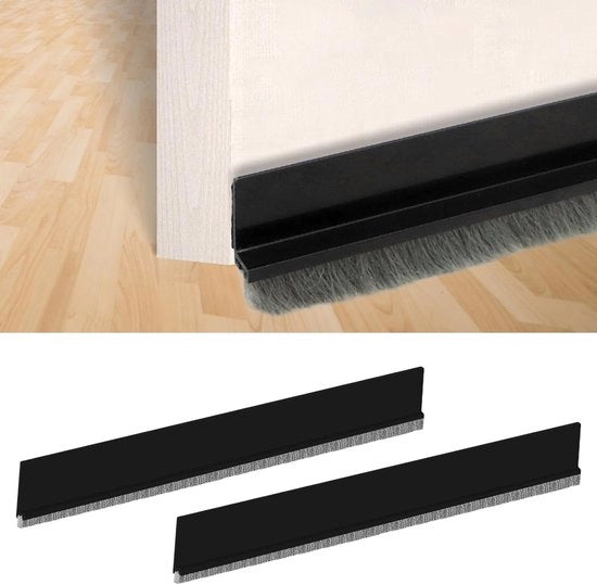 Barrastop tochtstopper - Striscia autoadesiva per ottimale isolamento - 2 pezzi, 5 x 100 cm, Nero