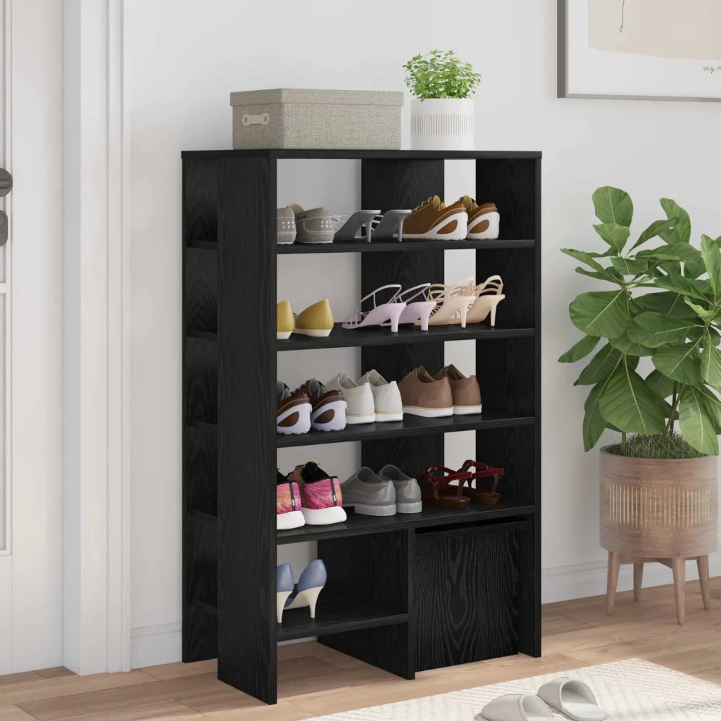 Mobile per scarpe 2 pcs Rovere Nero Legno multistrato 8000381