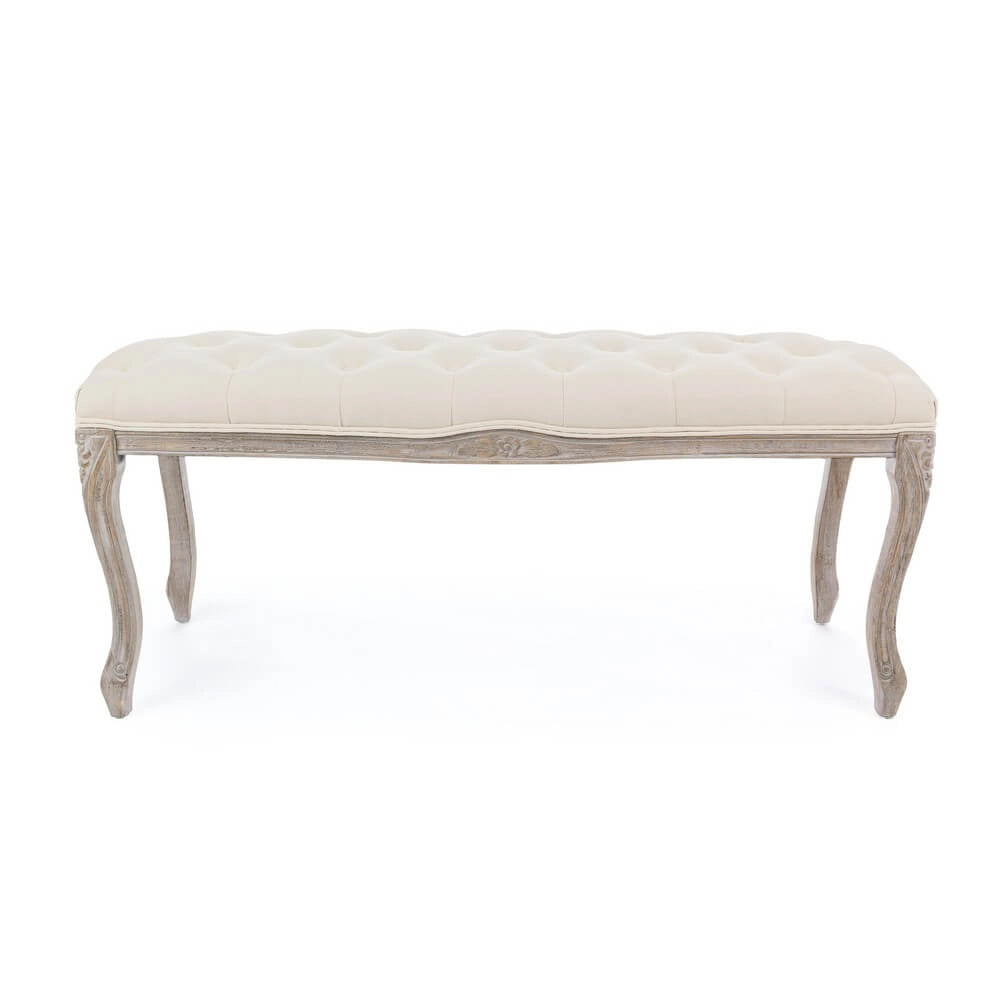 Panca imbottita in tessuto con gambe in legno stile classico - ARIANNA
