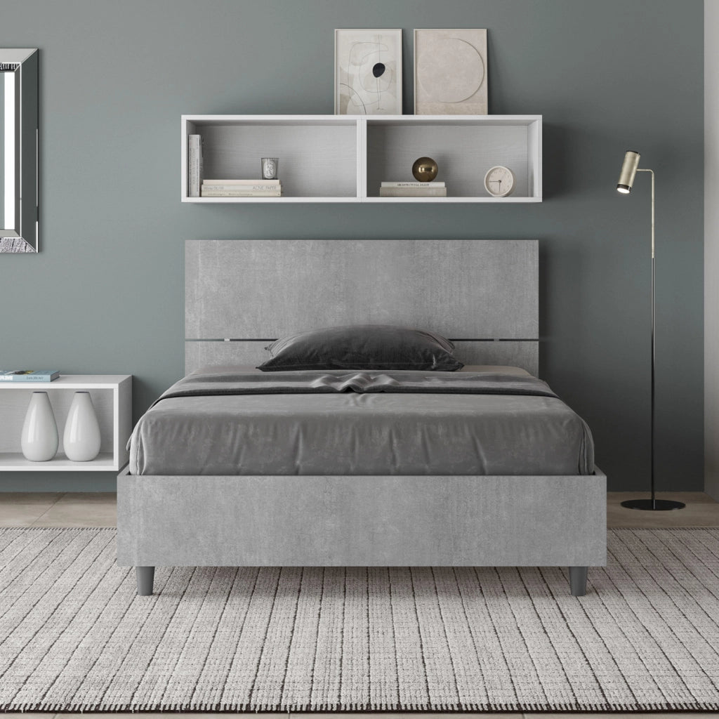 BS COM Letto una piazza e mezza con rete 120x200 testata inclinata cemento