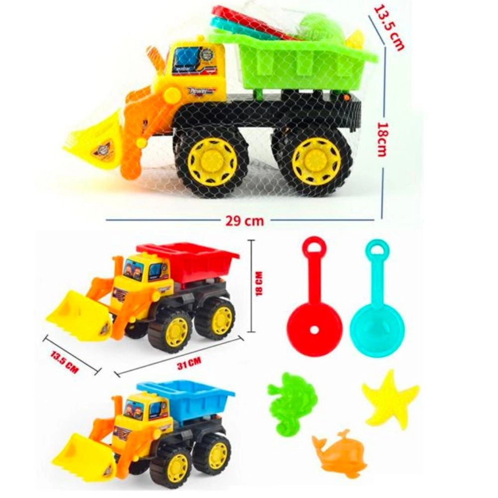 Trade Shop - Set Da Spiaggia Autocarro Colorato Per Il Mare Con 5 Accessori Gioco Per Bambini -
